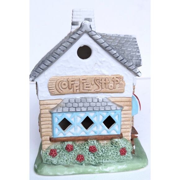 Partylite Coffee Shop Tealight Candle Holder – Vintage 90s Ceramic Village House - Picture 6 of 10